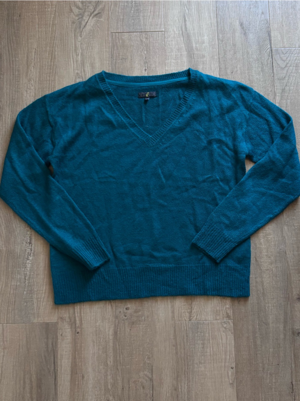 Teal V-Neck Oversized Knit Sweater